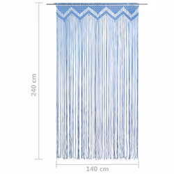 vidaXL Macrame Curtain Blue 140x240 cm Cotton Shade Drape Translucent Blind - Additional view 4