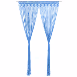 vidaXL Macrame Curtain Blue 140x240 cm Cotton Shade Drape Translucent Blind
