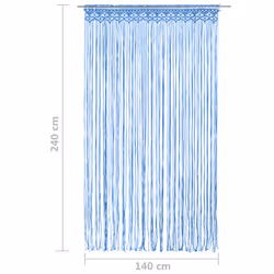 vidaXL Macrame Curtain Blue 140x240 cm Cotton Shade Drape Translucent Blind - Additional view 4