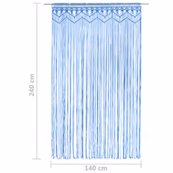 vidaXL Macrame Curtain Blue 140x240 cm Cotton Shade Drape Translucent Blind - Additional view 4