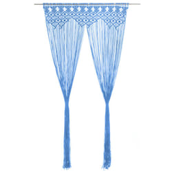 vidaXL Macrame Curtain Blue 140x240 cm Cotton Shade Drape Translucent Blind