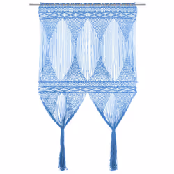 vidaXL Macrame Curtain Blue 140x240 cm Cotton Shade Drape Translucent Blind