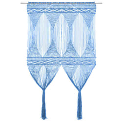 vidaXL Macrame Curtain Blue 140x240 cm Cotton Shade Drape Translucent Blind