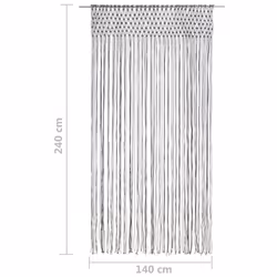 vidaXL Macrame Curtain Anthracite 140x240 cm Cotton Drape Translucent Blind - Additional view 4