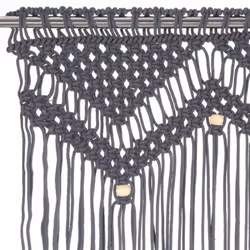 vidaXL Macrame Curtain Anthracite 140x240 cm Cotton Drape Translucent Blind - Additional view 2