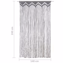 vidaXL Macrame Curtain Anthracite 140x240 cm Cotton Drape Translucent Blind - Additional view 4