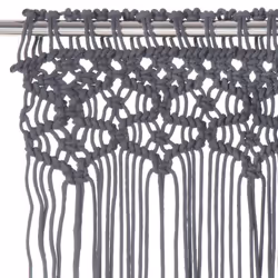 vidaXL Macrame Curtain Anthracite 140x240 cm Cotton Drape Translucent Blind - Additional view 2