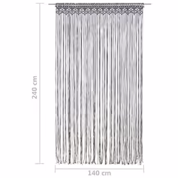 vidaXL Macrame Curtain Anthracite 140x240 cm Cotton Drape Translucent Blind - Additional view 4