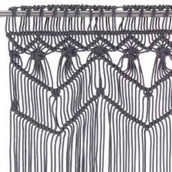 vidaXL Macrame Curtain Anthracite 140x240 cm Cotton Drape Translucent Blind - Additional view 2