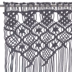vidaXL Macrame Curtain Anthracite 140x240 cm Cotton Drape Translucent Blind - Additional view 2
