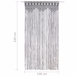 vidaXL Macrame Curtain Anthracite 140x240 cm Cotton Drape Translucent Blind - Additional view 4