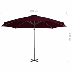 vidaXL Cantilever Garden Parasol with Aluminium Pole Outdoor Umbrella Red - Additional view 7