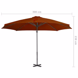 vidaXL Cantilever Garden Parasol with Aluminium Pole Umbrella Terracotta - Additional view 7