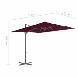 vidaXL Cantilever Garden Parasol with Steel Pole Outdoor Umbrella Bordeaux Red - Additional view 8