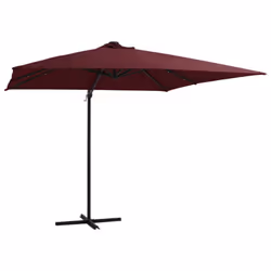 vidaXL Cantilever Garden Parasol with LED Lights Outdoor Umbrella Bordeaux Red