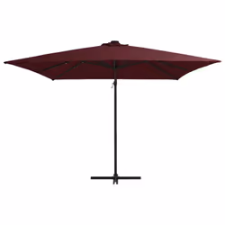 vidaXL Cantilever Garden Parasol with LED Lights Outdoor Umbrella Bordeaux Red