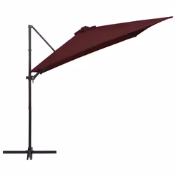 vidaXL Cantilever Garden Parasol with LED Lights Outdoor Umbrella Bordeaux Red