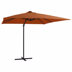 vidaXL Cantilever Garden Parasol with LED Lights Outdoor Umbrella Terracotta