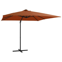 vidaXL Cantilever Garden Parasol with LED Lights Outdoor Umbrella Terracotta