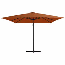 vidaXL Cantilever Garden Parasol with LED Lights Outdoor Umbrella Terracotta