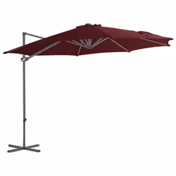 vidaXL Cantilever Garden Parasol with Steel Pole Shade Umbrella Bordeaux Red