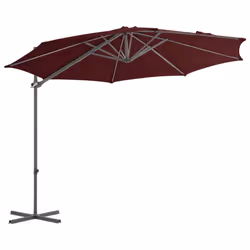 vidaXL Cantilever Garden Parasol with Steel Pole Shade Umbrella Bordeaux Red