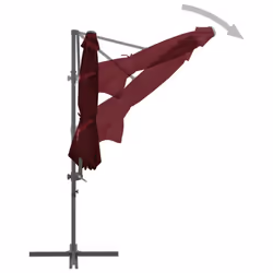vidaXL Cantilever Garden Parasol with Steel Pole Shade Umbrella Bordeaux Red - Additional view 5
