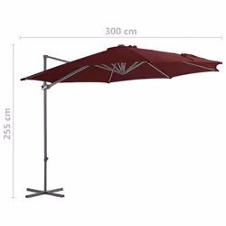 vidaXL Cantilever Garden Parasol with Steel Pole Shade Umbrella Bordeaux Red - Additional view 8