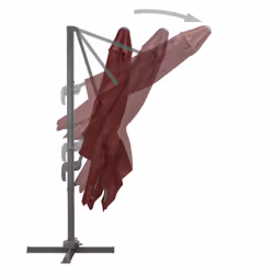 vidaXL Cantilever Garden Parasol with Aluminium Pole Umbrella Bordeaux Red - Additional view 4
