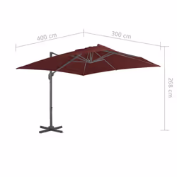 vidaXL Cantilever Garden Parasol with Aluminium Pole Umbrella Bordeaux Red - Additional view 7