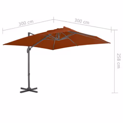 vidaXL Cantilever Garden Parasol with Aluminium Pole Umbrella Terracotta - Additional view 7