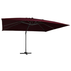 vidaXL Cantilever Umbrella with LED Lights Garden Sunshade Outdoor Parasol - red