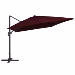 vidaXL Cantilever Umbrella with LED Lights Garden Sunshade Outdoor Parasol - red