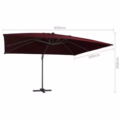 vidaXL Cantilever Umbrella with LED Lights Garden Sunshade Outdoor Parasol - red