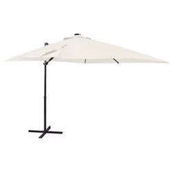 vidaXL Cantilever Garden Parasol with Pole and LED Lights Shade Umbrella Sand