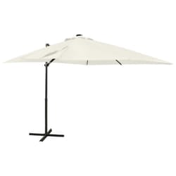 vidaXL Cantilever Garden Parasol with Pole and LED Lights Shade Umbrella Sand