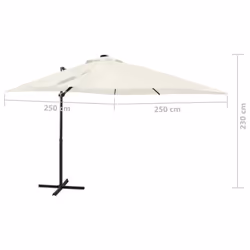 vidaXL Cantilever Garden Parasol with Pole and LED Lights Shade Umbrella Sand