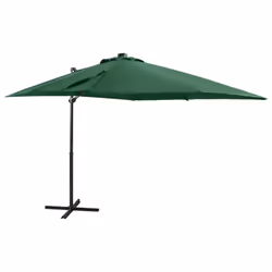 vidaXL Cantilever Garden Parasol with Pole and LED Lights Shade Umbrella Green