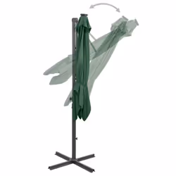 vidaXL Cantilever Garden Parasol with Pole and LED Lights Shade Umbrella Green