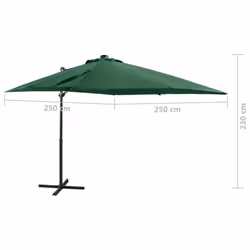 vidaXL Cantilever Garden Parasol with Pole and LED Lights Shade Umbrella Green
