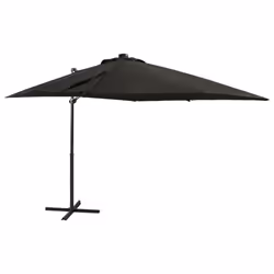 vidaXL Cantilever Garden Parasol with Pole and LED Lights Shade Umbrella Black