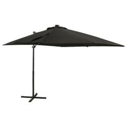 vidaXL Cantilever Garden Parasol with Pole and LED Lights Shade Umbrella Black