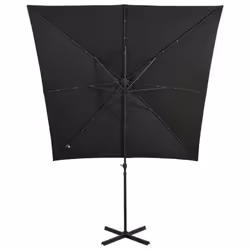 vidaXL Cantilever Garden Parasol with Pole and LED Lights Shade Umbrella Black