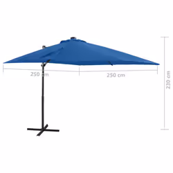vidaXL Cantilever Garden Parasol with Pole and LED Lights Umbrella Azure Blue - Additional view 5