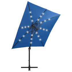 vidaXL Cantilever Garden Parasol with Pole and LED Lights Umbrella Azure Blue - Additional view 7