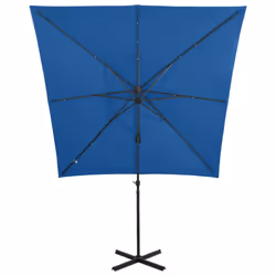 vidaXL Cantilever Garden Parasol with Pole and LED Lights Umbrella Azure Blue - Additional view 8