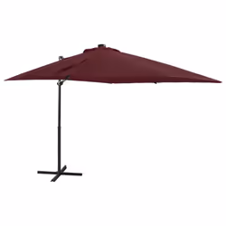 vidaXL Cantilever Garden Parasol with Pole and LED Lights Shade Bordeaux Red