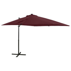 vidaXL Cantilever Garden Parasol with Pole and LED Lights Shade Bordeaux Red