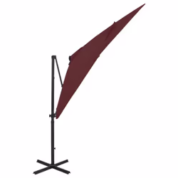 vidaXL Cantilever Garden Parasol with Pole and LED Lights Shade Bordeaux Red - Additional view 5