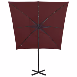 vidaXL Cantilever Garden Parasol with Pole and LED Lights Shade Bordeaux Red - Additional view 7